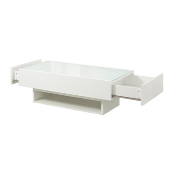 Mesa de centro rectangular de pedestal con almacenamiento